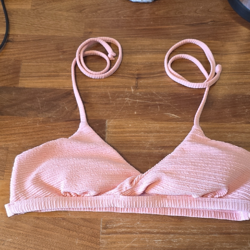Pink Textured Bikini Top